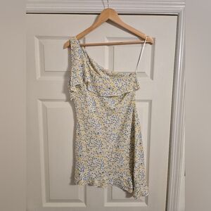 Et Clet Floral One-Shoulder Dress in Yellow and Blue Size Small NWT